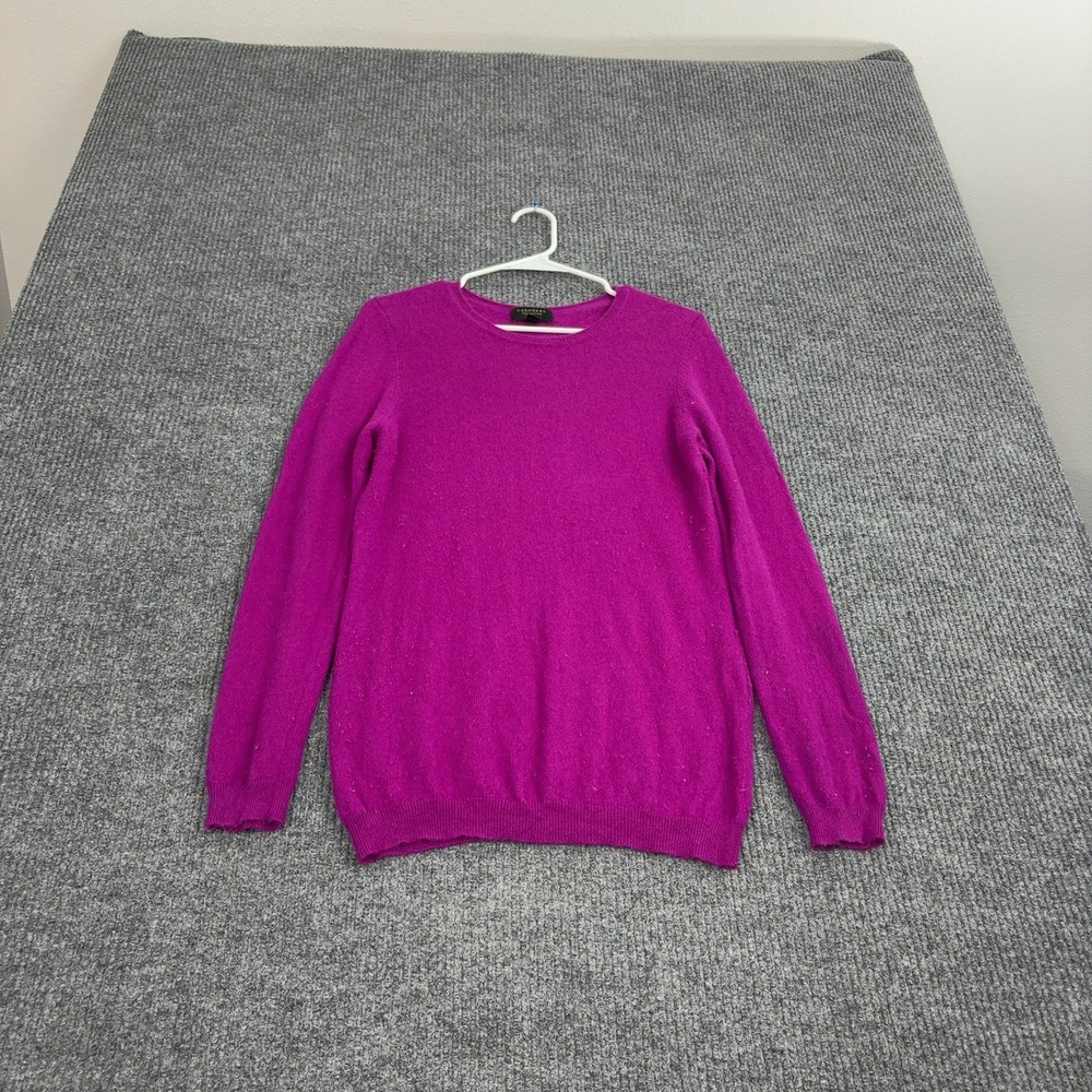 Charter Club Sweater Womens L Magenta 100% Cashmere Crew Neck Luxury Classic